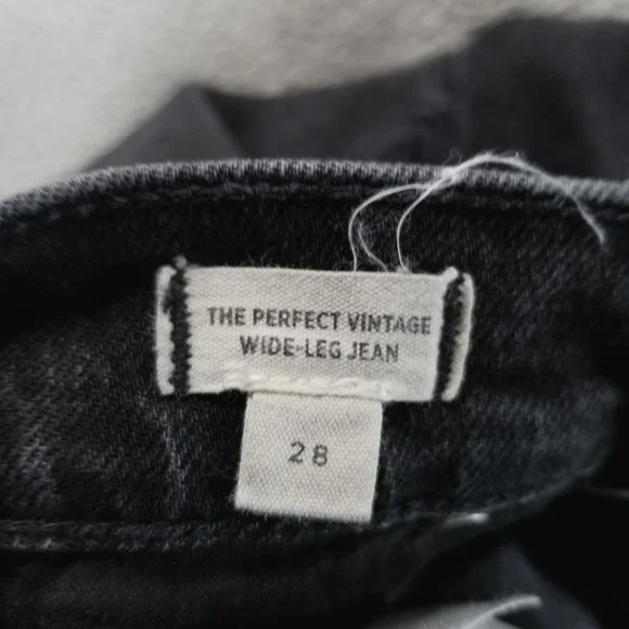 Madewell Jeans Womens 28 Black Perfect Vintage Wide Leg High Rise Raw‎ Hem - Picture 4 of 9